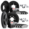 7314-52006 Drilled/Slotted Brake Rotor with 3000-Series Ceramic Brake Pads Kit & Hardware [Silver], 2006-2009 GM, Position: Fron - image 1