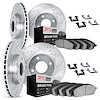7314-56011 Drilled/Slotted Brake Rotor with 3000-Series Ceramic Brake Pads Kit & Hardware [Silver], 1998-2000 Ford/Lincoln/Mercu - image 1