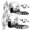 7314-63005 Drilled/Slotted Brake Rotor with 3000-Series Ceramic Brake Pads Kit & Hardware [Silver], 1964-1966 Mercedes-Benz, Pos - image 1