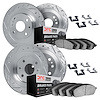 7314-67002 Drilled/Slotted Brake Rotor with 3000-Series Ceramic Brake Pads Kit & Hardware [Silver], 1982-1983 Infiniti/Nissan, P - image 1