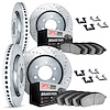 7314-92002 Drilled/Slotted Brake Rotor with 3000-Series Ceramic Brake Pads Kit & Hardware [Silver], 2015-2017 Mitsubishi, Positi - image 1