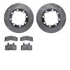 7402-40001 Drilled/Slotted Brake Rotors with Ultimate-Duty Brake Pads Kit [Silver], 1988-2000 Multiple Makes/Models, Position: F - image 1