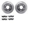 7402-40009 Drilled/Slotted Brake Rotors with Ultimate-Duty Brake Pads Kit [Silver], 2000-2001 Mopar, Position: Front - image 1