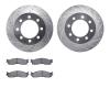7402-40017 Drilled/Slotted Brake Rotors with Ultimate-Duty Brake Pads Kit [Silver], 2003-2008 Mopar, Position: Front - image 1