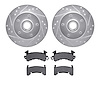 7402-47006 Drilled/Slotted Brake Rotors with Ultimate-Duty Brake Pads Kit [Silver], 1979-1981 GM, Position: Front - image 1