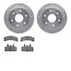7402-48004 Drilled/Slotted Brake Rotors with Ultimate-Duty Brake Pads Kit [Silver], 1988-2000 GM, Position: Front - image 1
