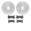 7402-48010 Drilled/Slotted Brake Rotors with Ultimate-Duty Brake Pads Kit [Silver], 1991-2003 GM, Position: Front - image 1