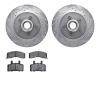 7402-48013 Drilled/Slotted Brake Rotors with Ultimate-Duty Brake Pads Kit [Silver], 1998-2000 GM, Position: Front - image 1