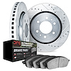 7402-48018 Drilled/Slotted Brake Rotors with Ultimate-Duty Brake Pads Kit [Silver], 1994-2002 GM, Position: Front - image 1