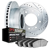 7402-48024 Drilled/Slotted Brake Rotors with Ultimate-Duty Brake Pads Kit [Silver], 1999-2020 GM, Position: Front - image 1
