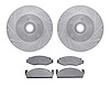 7402-54003 Drilled/Slotted Brake Rotors with Ultimate-Duty Brake Pads Kit [Silver], 1974-1980 Ford/Lincoln/Mercury/Mazda, Positi - image 1