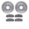 7402-68001 Drilled/Slotted Brake Rotors with Ultimate-Duty Brake Pads Kit [Silver], Fits Select Infiniti/Nissan, Position: Front - image 1