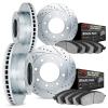 7404-40006 Drilled/Slotted Brake Rotors with Ultimate-Duty Brake Pads Kit [Silver], 2003-2008 Mopar, Position: Front and Rear - image 1