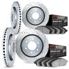 7404-40009 Drilled/Slotted Brake Rotors with Ultimate-Duty Brake Pads Kit [Silver], Fits Select Mopar, Position: Front and Rear - image 1