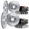 7404-42005 Drilled/Slotted Brake Rotors with Ultimate-Duty Brake Pads Kit [Silver], Fits Select Mopar, Position: Front and Rear - image 1