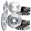 7404-42007 Drilled/Slotted Brake Rotors with Ultimate-Duty Brake Pads Kit [Silver], Fits Select Mopar, Position: Front and Rear - image 1