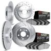7404-42015 Drilled/Slotted Brake Rotors with Ultimate-Duty Brake Pads Kit [Silver], 2003-2006 Mopar, Position: Front and Rear - image 1