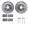7412-26001 Drilled/Slotted Brake Rotors with Ultimate-Duty Brake Pads Kit & Hardware [Silver], 2012-2020 Tesla, Position: Rear - image 1