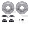 7412-40004 Drilled/Slotted Brake Rotors with Ultimate-Duty Brake Pads Kit & Hardware [Silver], 1994-1999 Mopar, Position: Front - image 1