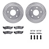 7412-40007 Drilled/Slotted Brake Rotors with Ultimate-Duty Brake Pads Kit & Hardware [Silver], 2000-2001 Mopar, Position: Front - image 1