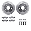 7412-40008 Drilled/Slotted Brake Rotors with Ultimate-Duty Brake Pads Kit & Hardware [Silver], 2000-2001 Mopar, Position: Front - image 1