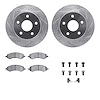 7412-40010 Drilled/Slotted Brake Rotors with Ultimate-Duty Brake Pads Kit & Hardware [Silver], 2006-2018 Mopar, Position: Front - image 1