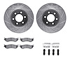 7412-40014 Drilled/Slotted Brake Rotors with Ultimate-Duty Brake Pads Kit & Hardware [Silver], 2003-2003 Mopar, Position: Front - image 1