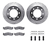 7412-40016 Drilled/Slotted Brake Rotors with Ultimate-Duty Brake Pads Kit & Hardware [Silver], 2003-2008 Mopar, Position: Front - image 1