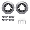 7412-40017 Drilled/Slotted Brake Rotors with Ultimate-Duty Brake Pads Kit & Hardware [Silver], 2003-2008 Mopar, Position: Rear - image 1