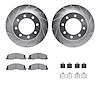 7412-40021 Drilled/Slotted Brake Rotors with Ultimate-Duty Brake Pads Kit & Hardware [Silver], 2009-2018 Mopar, Position: Front - image 1