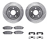 7412-42001 Drilled/Slotted Brake Rotors with Ultimate-Duty Brake Pads Kit & Hardware [Silver], 2005-2010 Mopar, Position: Front - image 1