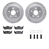 7412-42002 Drilled/Slotted Brake Rotors with Ultimate-Duty Brake Pads Kit & Hardware [Silver], 2005-2010 Mopar, Position: Rear - image 1