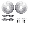 7412-42005 Drilled/Slotted Brake Rotors with Ultimate-Duty Brake Pads Kit & Hardware [Silver], Fits Select Mopar, Position: Rear - image 1