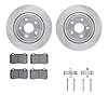 7412-42010 Drilled/Slotted Brake Rotors with Ultimate-Duty Brake Pads Kit & Hardware [Silver], Fits Select Mopar, Position: Rear - image 1