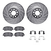 7412-42015 Drilled/Slotted Brake Rotors with Ultimate-Duty Brake Pads Kit & Hardware [Silver], Fits Select Mopar, Position: Fron - image 1
