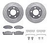 7412-42017 Drilled/Slotted Brake Rotors with Ultimate-Duty Brake Pads Kit & Hardware [Silver], 1980-1981 GM, Position: Front - image 1