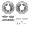 7412-42021 Drilled/Slotted Brake Rotors with Ultimate-Duty Brake Pads Kit & Hardware [Silver], 1978-1979 Mopar, Position: Front - image 1