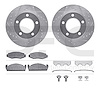 7412-42023 Drilled/Slotted Brake Rotors with Ultimate-Duty Brake Pads Kit & Hardware [Silver], 1978-1981 Mopar, Position: Front - image 1