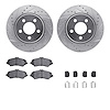 7412-42027 Drilled/Slotted Brake Rotors with Ultimate-Duty Brake Pads Kit & Hardware [Silver], 2007-2012 Mopar, Position: Front - image 1