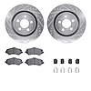 7412-42028 Drilled/Slotted Brake Rotors with Ultimate-Duty Brake Pads Kit & Hardware [Silver], 2011-2012 Mopar, Position: Front - image 1