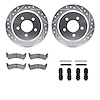 7412-42030 Drilled/Slotted Brake Rotors with Ultimate-Duty Brake Pads Kit & Hardware [Silver], 1993-1994 Mopar, Position: Rear - image 1