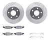 7412-42032 Drilled/Slotted Brake Rotors with Ultimate-Duty Brake Pads Kit & Hardware [Silver], 1999-2002 Mopar, Position: Front - image 1