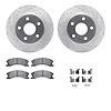 7412-42033 Drilled/Slotted Brake Rotors with Ultimate-Duty Brake Pads Kit & Hardware [Silver], 1999-2004 Mopar, Position: Front - image 1