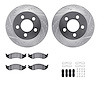 7412-42035 Drilled/Slotted Brake Rotors with Ultimate-Duty Brake Pads Kit & Hardware [Silver], 1999-2006 Mopar, Position: Front - image 1