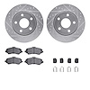 7412-42038 Drilled/Slotted Brake Rotors with Ultimate-Duty Brake Pads Kit & Hardware [Silver], 2007-2018 Mopar, Position: Front - image 1