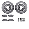 7412-42047 Drilled/Slotted Brake Rotors with Ultimate-Duty Brake Pads Kit & Hardware [Silver], Fits Select Mopar, Position: Rear - image 1