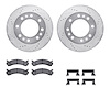 7412-46008 Drilled/Slotted Brake Rotors with Ultimate-Duty Brake Pads Kit & Hardware [Silver], 2006-2011 GM, Position: Front - image 1