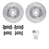 7412-47011 Drilled/Slotted Brake Rotors with Ultimate-Duty Brake Pads Kit & Hardware [Silver], 1982-1995 GM, Position: Front - image 1
