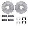 7412-47012 Drilled/Slotted Brake Rotors with Ultimate-Duty Brake Pads Kit & Hardware [Silver], 2002-2007 GM, Position: Front - image 1