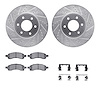 7412-47014 Drilled/Slotted Brake Rotors with Ultimate-Duty Brake Pads Kit & Hardware [Silver], 2006-2009 GM, Position: Front - image 1